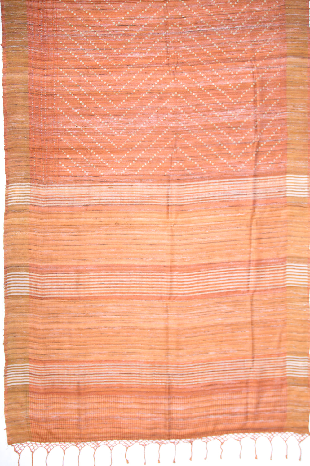 Bhagalpuri Tussar Bandhani Inspired Orange Saree