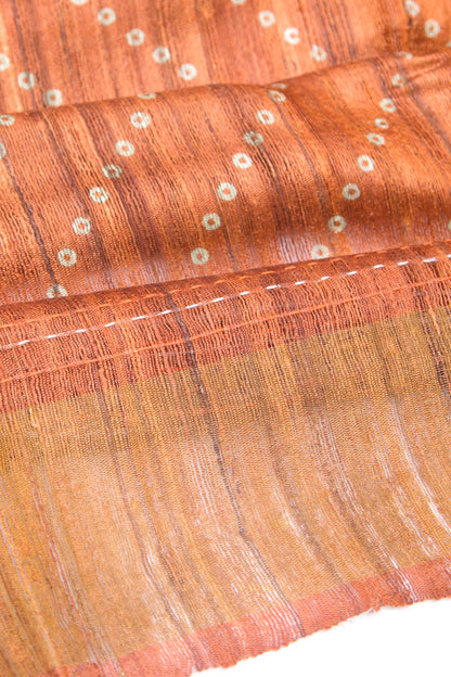 Bhagalpuri Tussar Bandhani Inspired Orange Saree