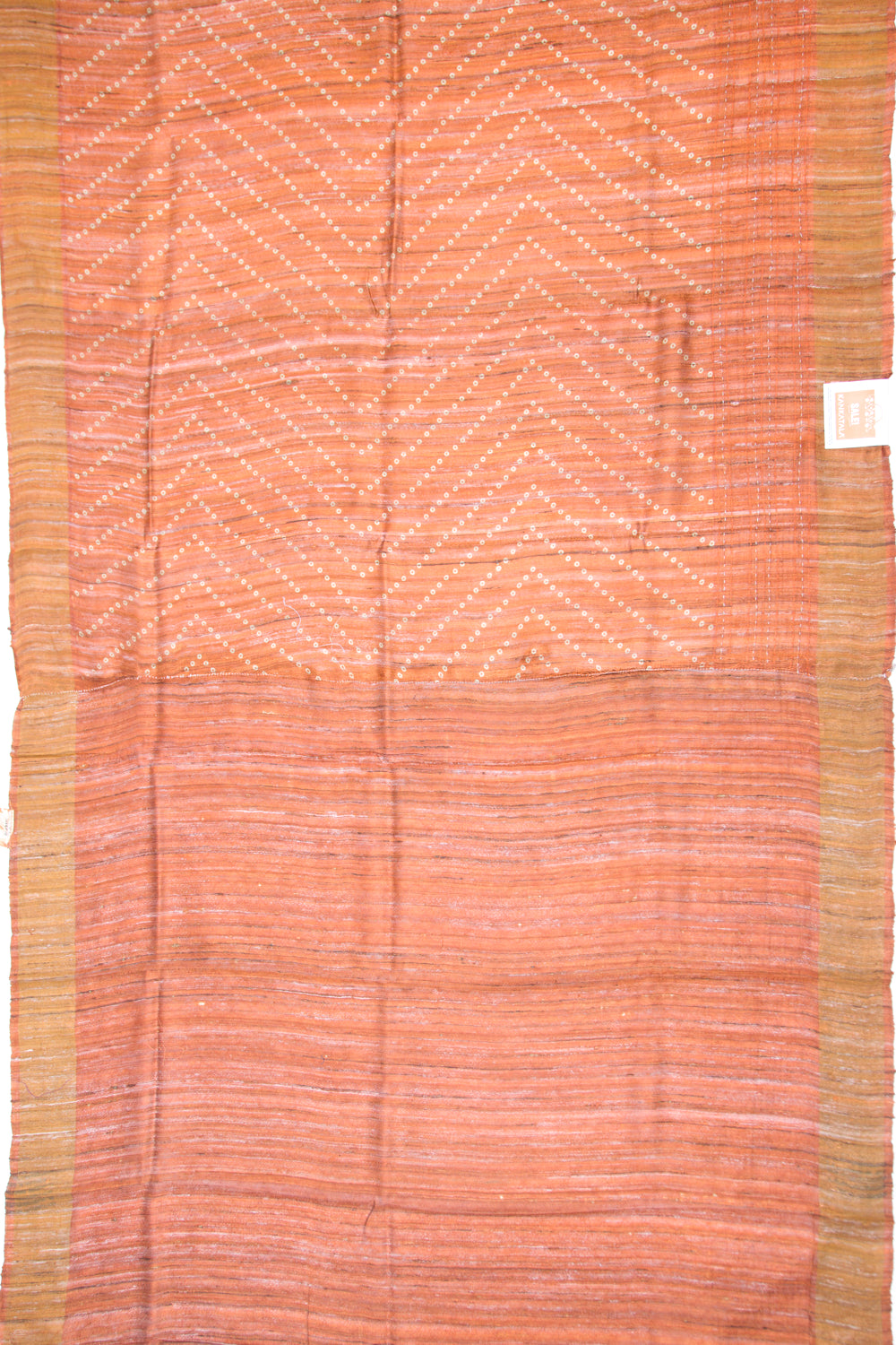 Bhagalpuri Tussar Bandhani Inspired Orange Saree