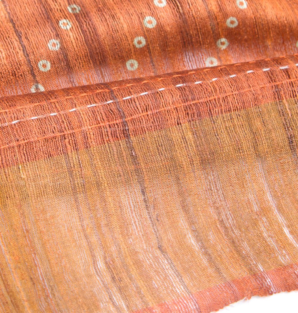 Bhagalpuri Tussar Bandhani Inspired Orange Saree