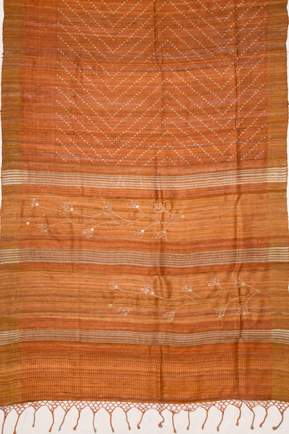 Bhagalpuri Tussar Bandhani Inspired Printed Red Saree