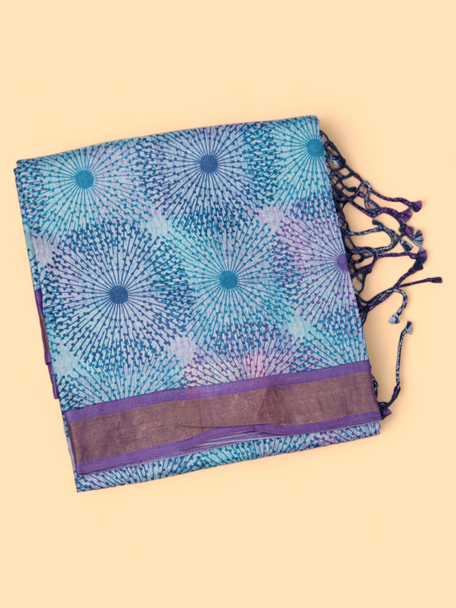 Tussar Printed Blue Saree
