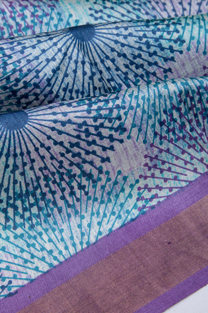 Tussar Printed Blue Saree