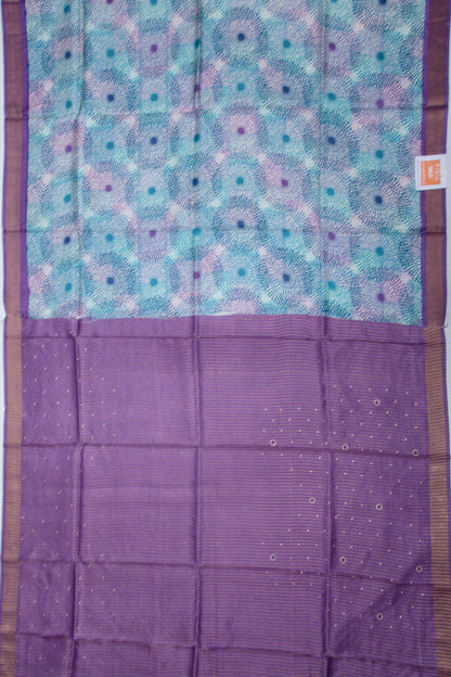 Tussar Printed Blue Saree