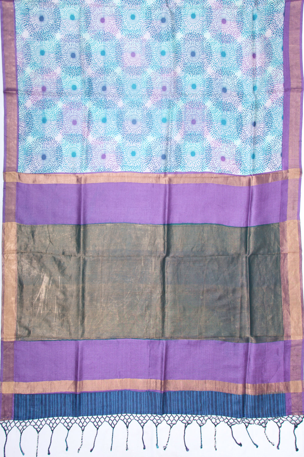Tussar Printed Sky Blue Saree