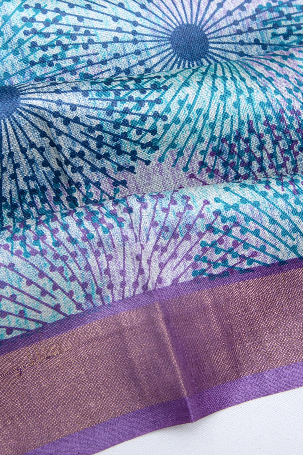 Tussar Printed Sky Blue Saree