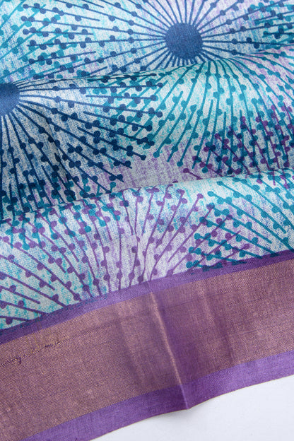 Tussar Printed Sky Blue Saree