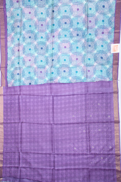 Tussar Printed Sky Blue Saree