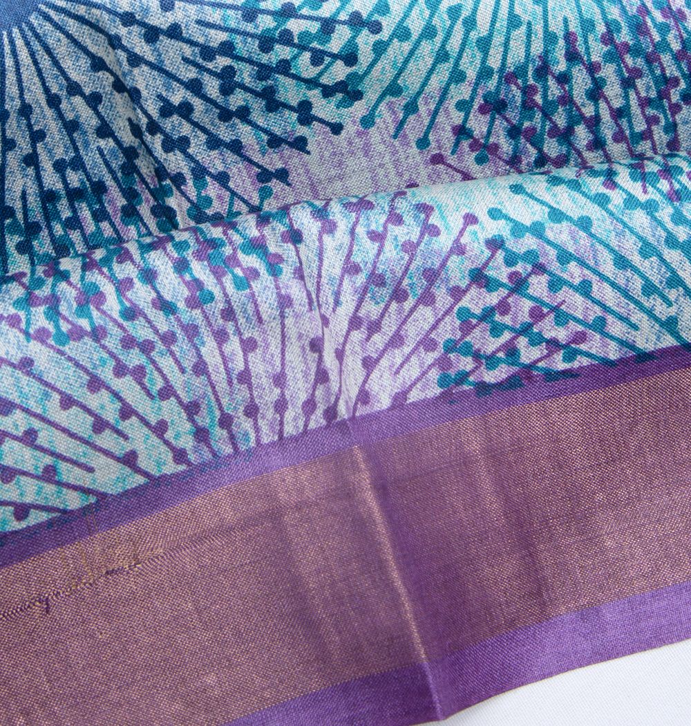 Tussar Printed Sky Blue Saree