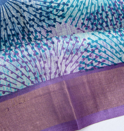 Tussar Printed Sky Blue Saree