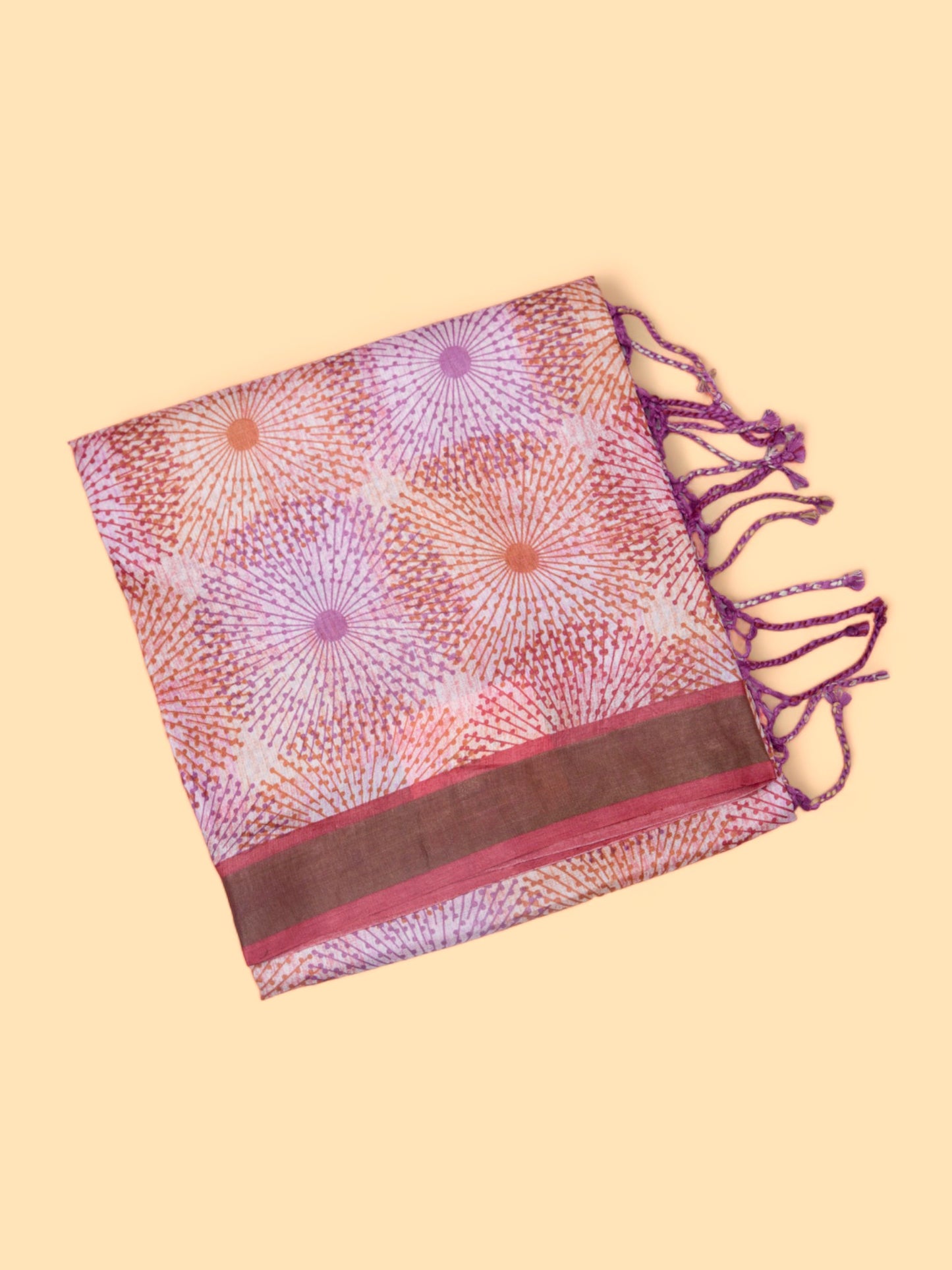 Tussarl Printed Red Saree