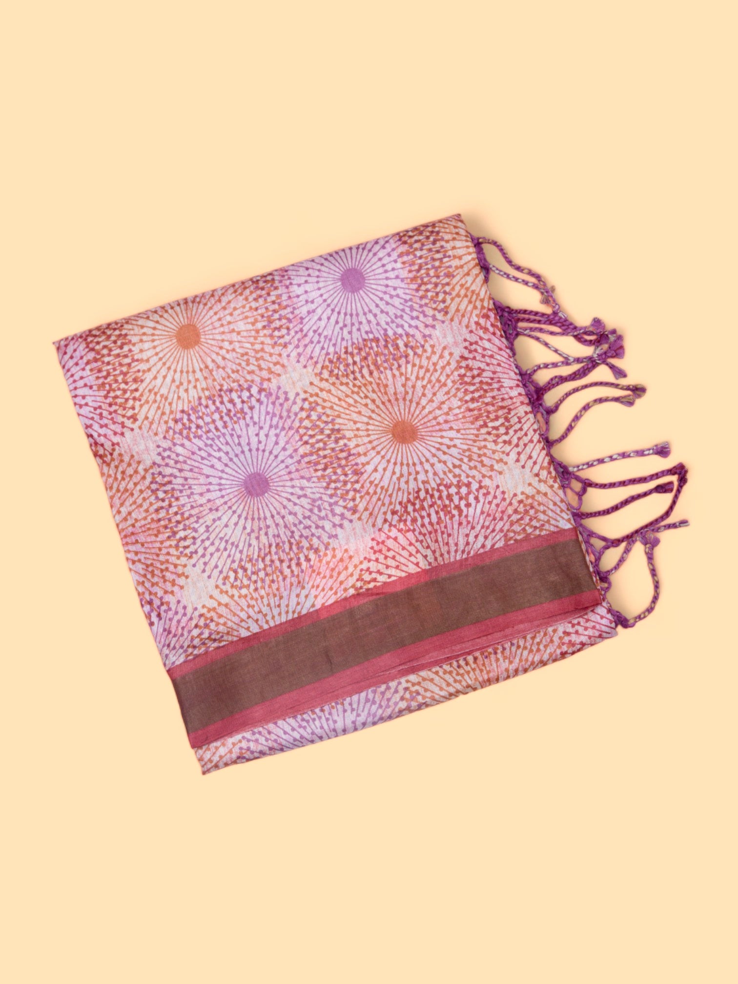 Tussarl Printed Red Saree