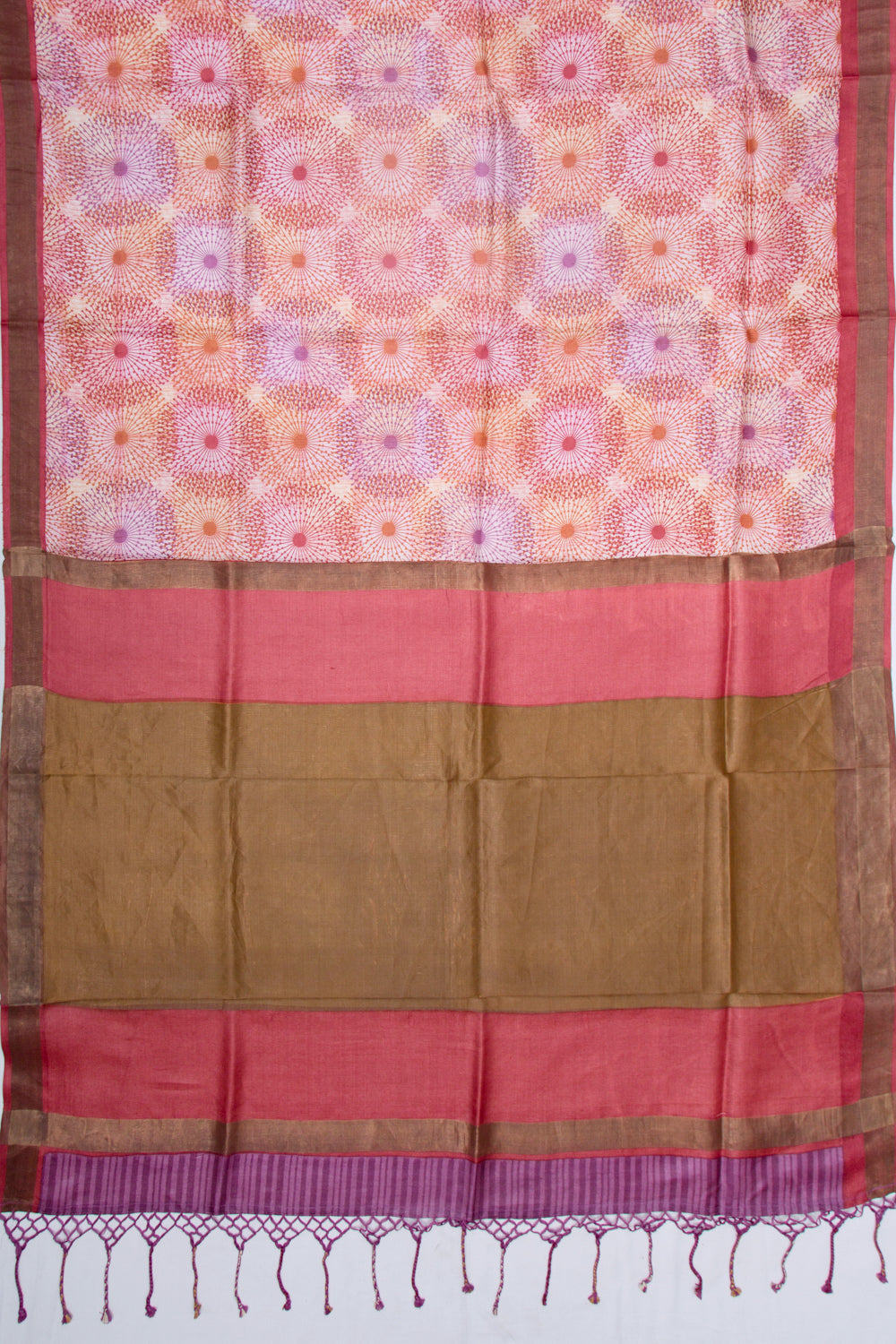 Tussarl Printed Red Saree