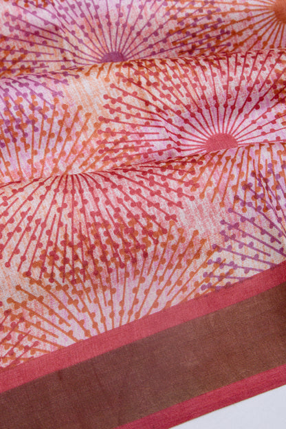 Tussarl Printed Red Saree
