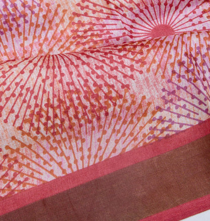 Tussarl Printed Red Saree