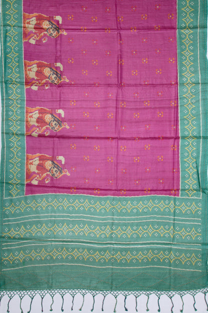 Tussar Floral Printed Purple Saree