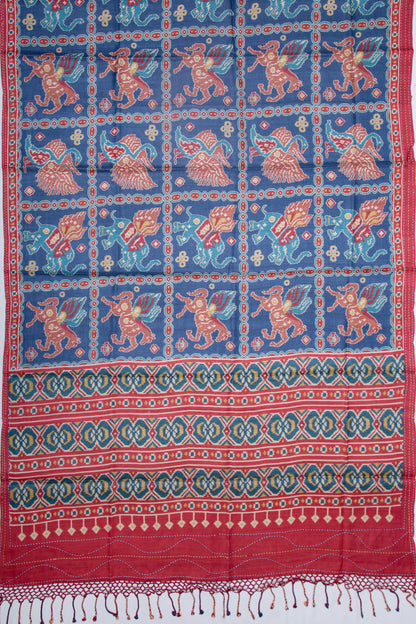 Tussar Printed Blue Saree