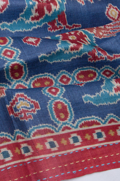 Tussar Printed Blue Saree