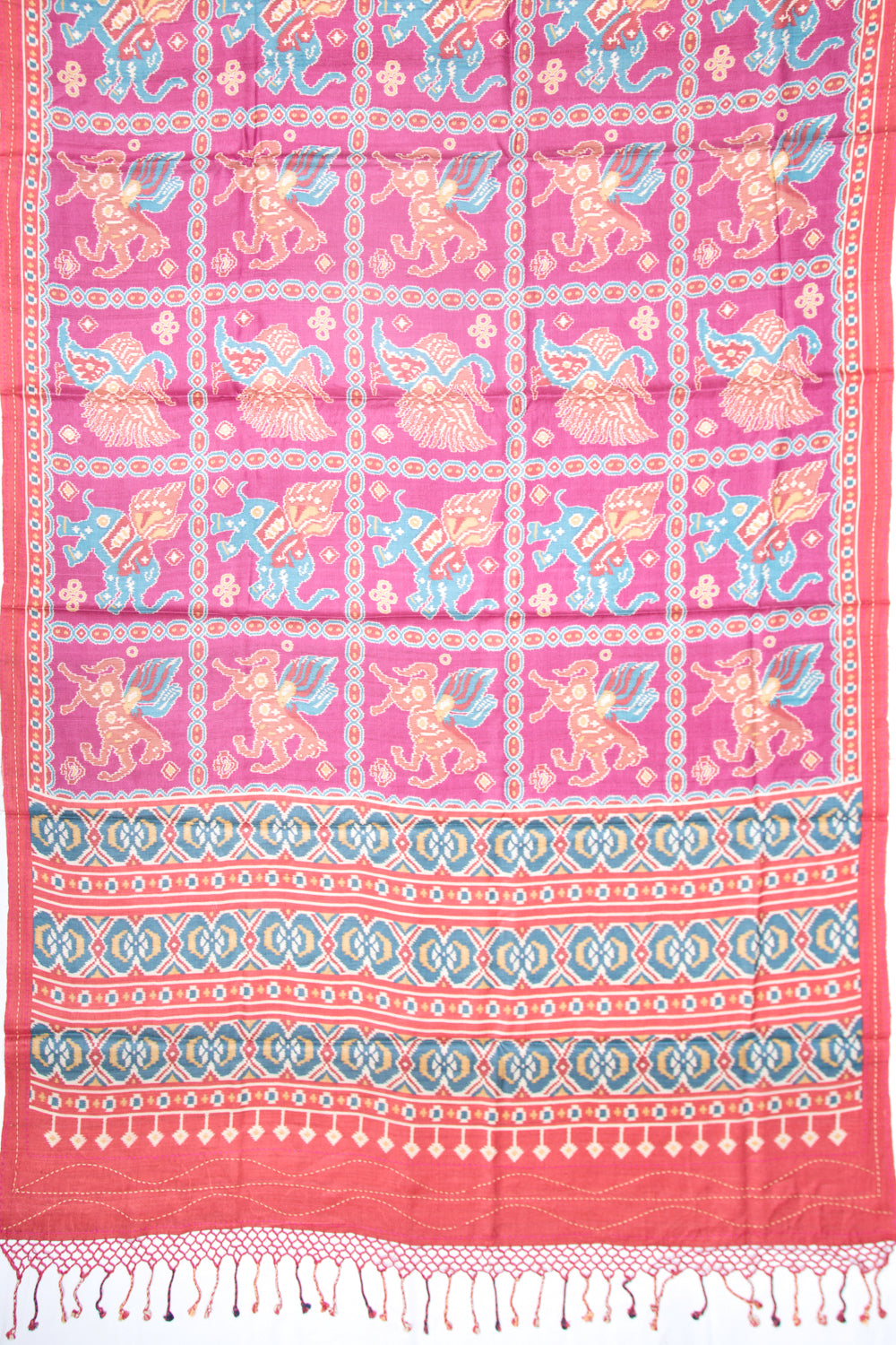 Tussar Printed Pink Saree
