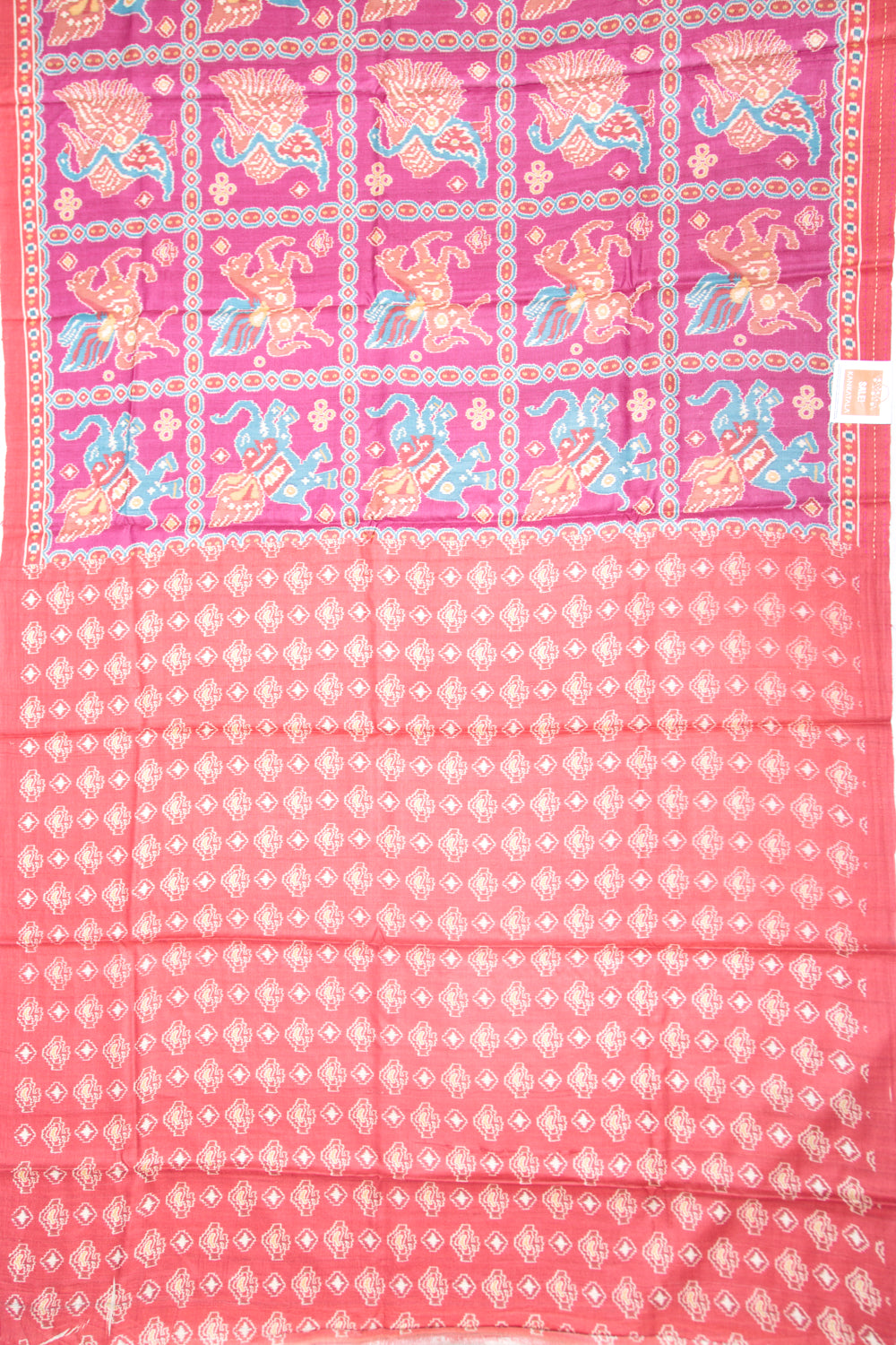 Tussar Printed Pink Saree