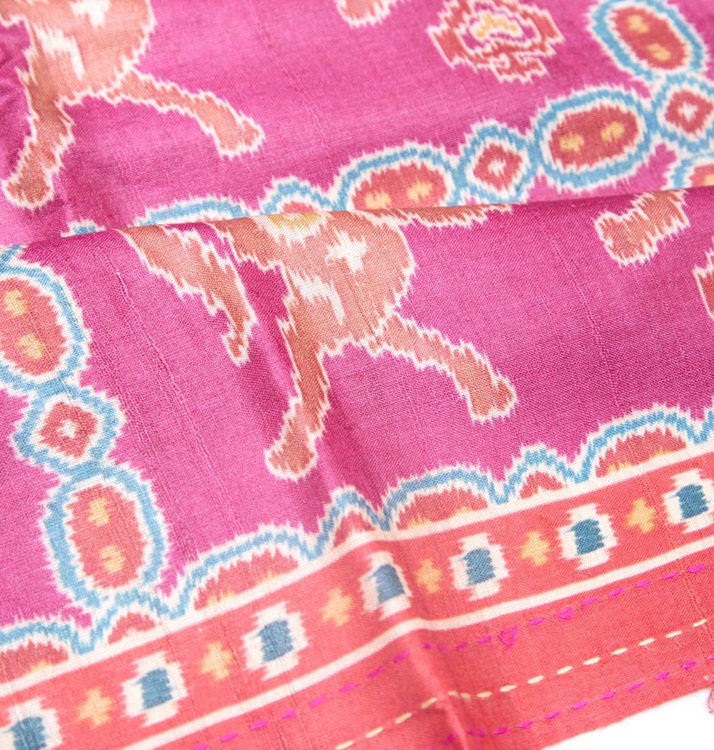 Tussar Printed Pink Saree
