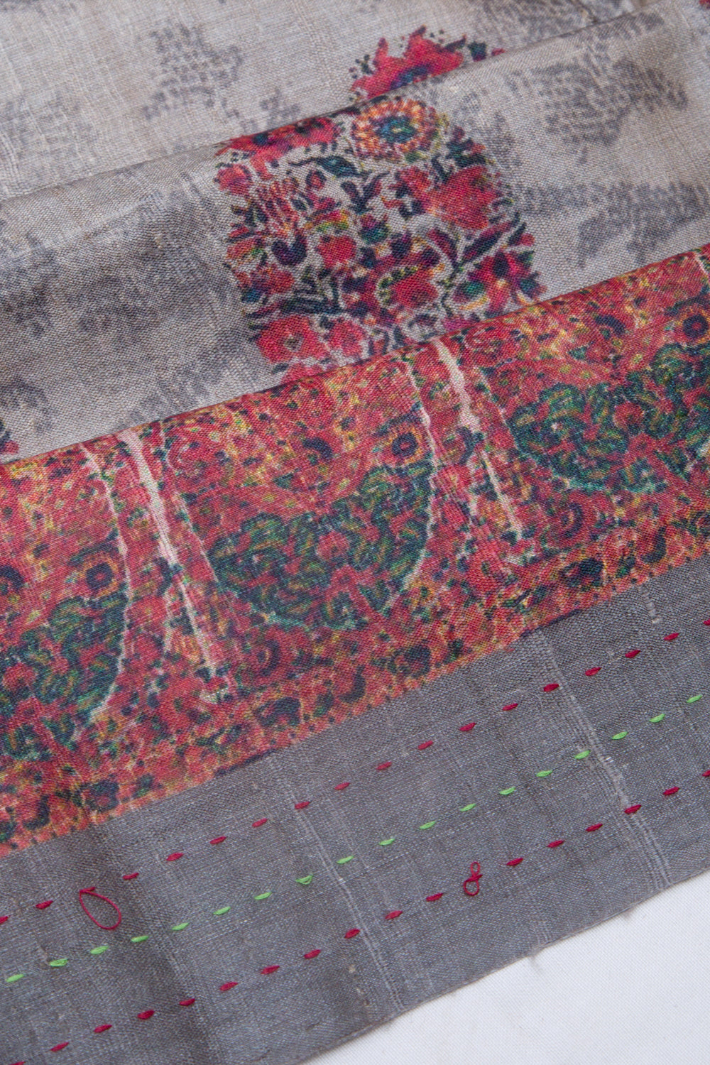 Tussar Floral Printed Grey Saree