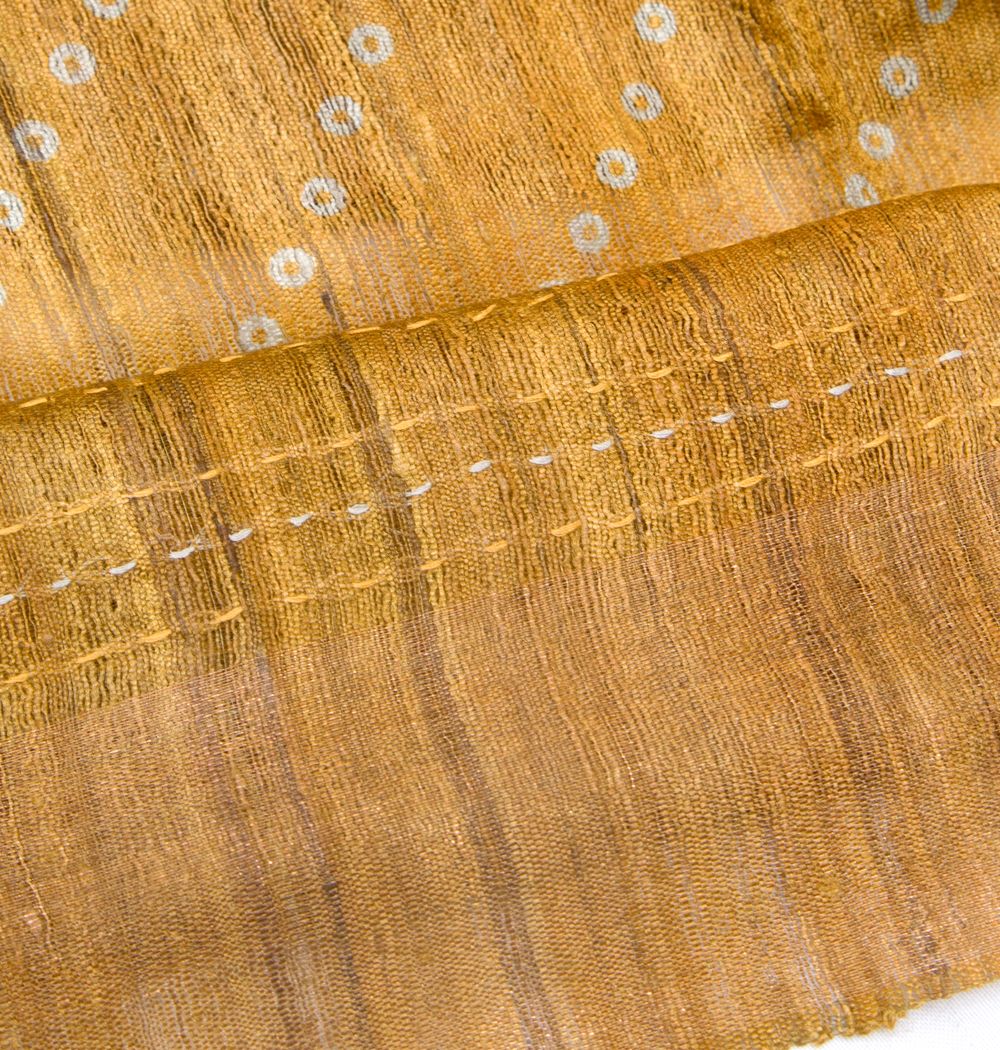 Bhagalpuri Tussar Bandhani Inspired Mustard Yellow Saree