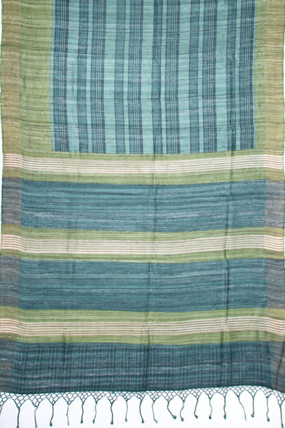 Tussar Printed Blue Saree