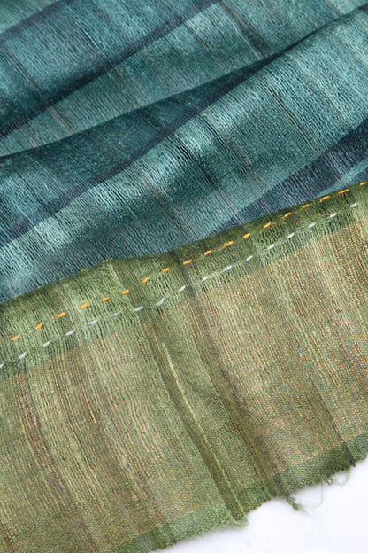 Tussar Printed Blue Saree