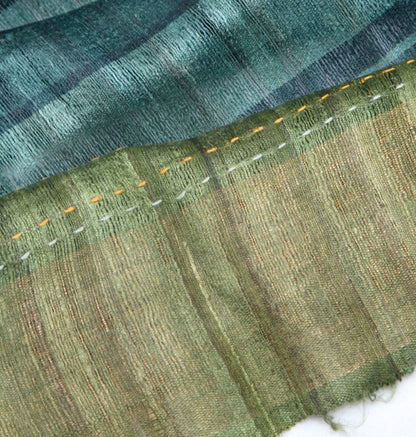 Tussar Printed Blue Saree