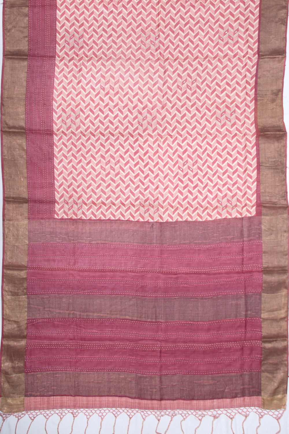 Tussar Printed Peach Saree
