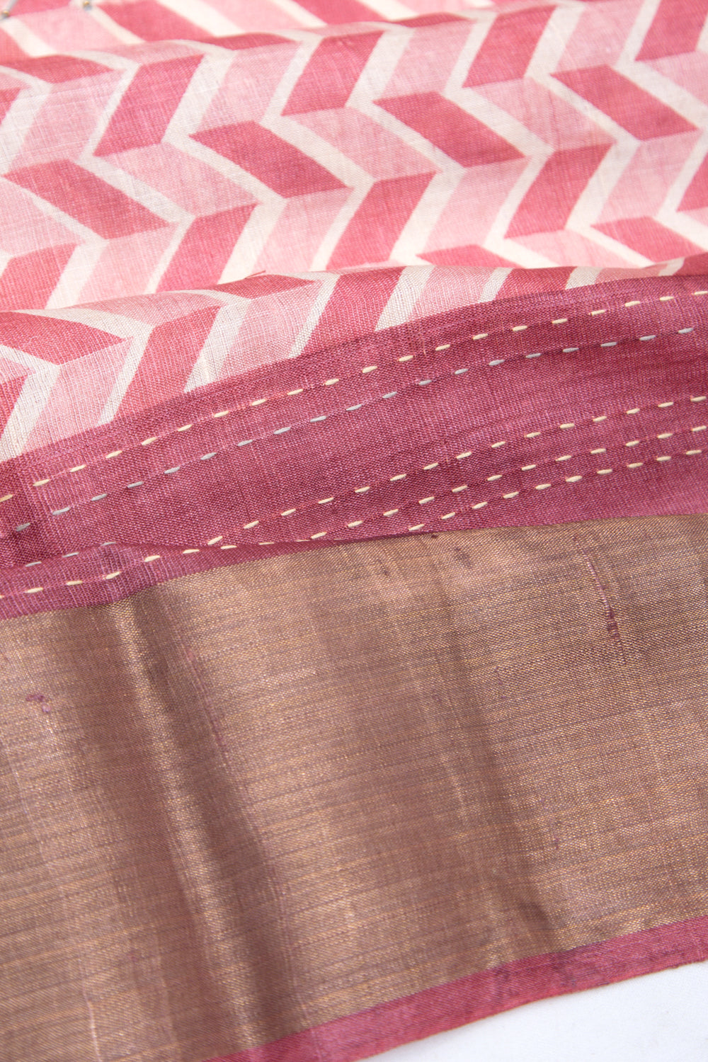 Tussar Printed Peach Saree