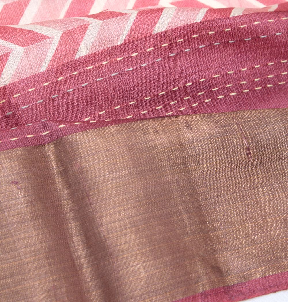 Tussar Printed Peach Saree
