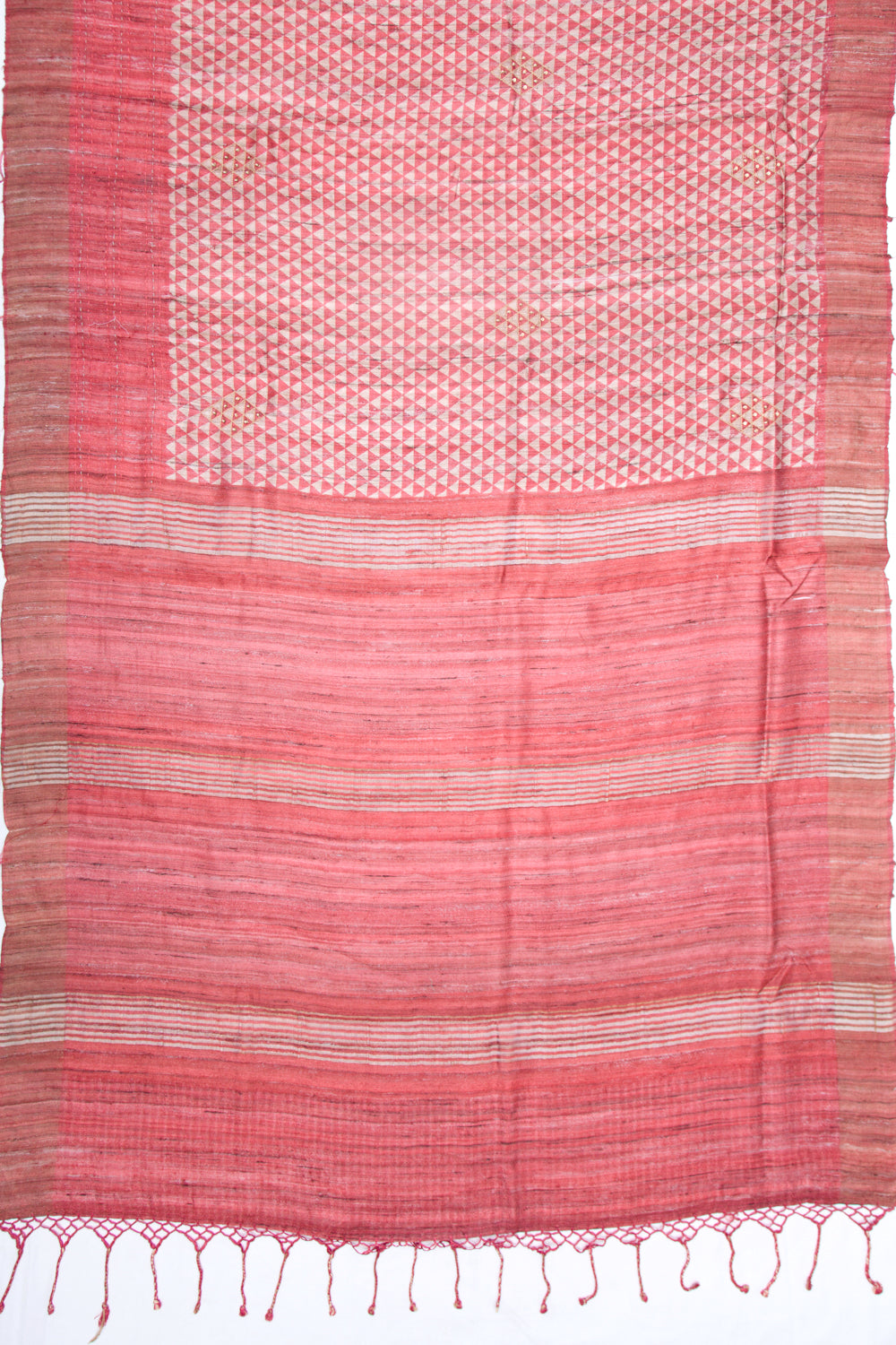 Tussar Printed Pink Saree