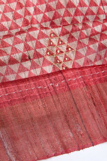 Tussar Printed Pink Saree