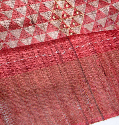 Tussar Printed Pink Saree