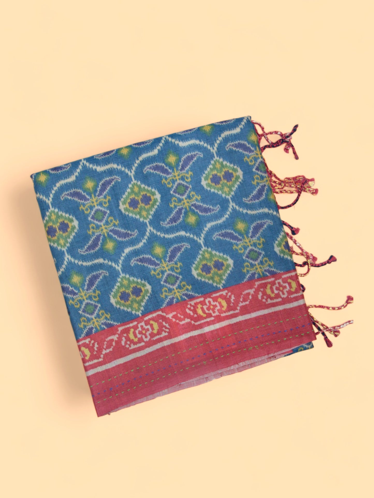 Tussar Printed Blue Saree