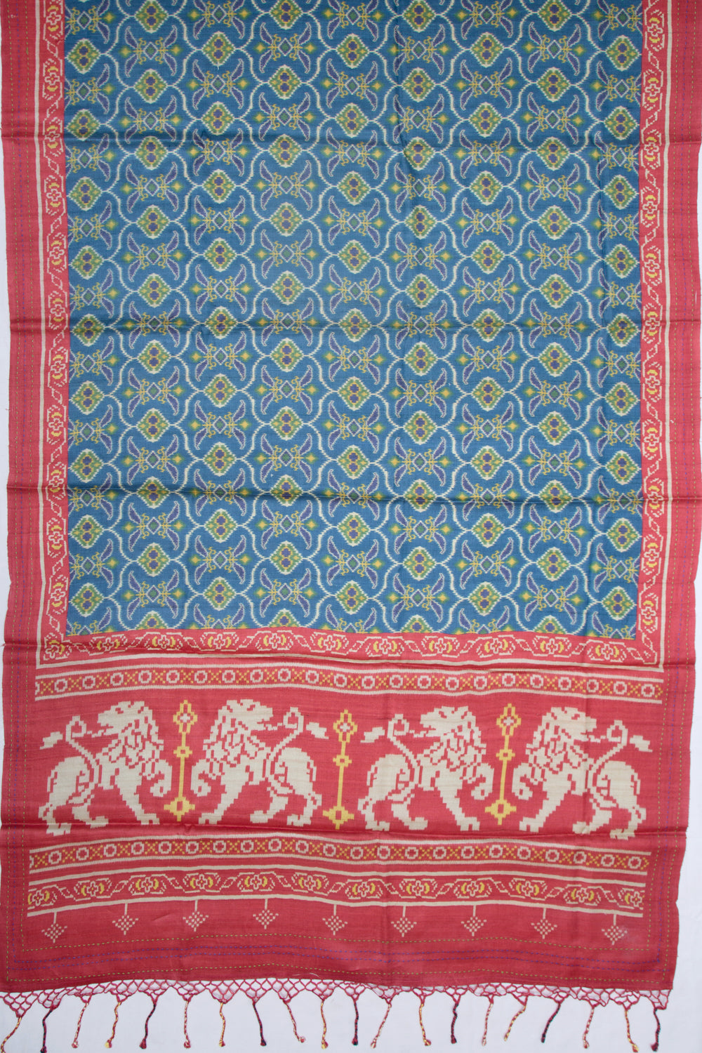 Tussar Printed Blue Saree