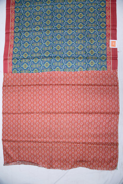 Tussar Printed Blue Saree