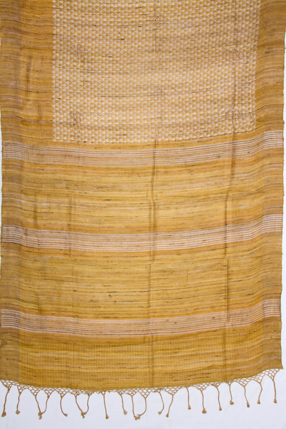 Bhagalpuri Tussar Printed Mustard Yellow Saree