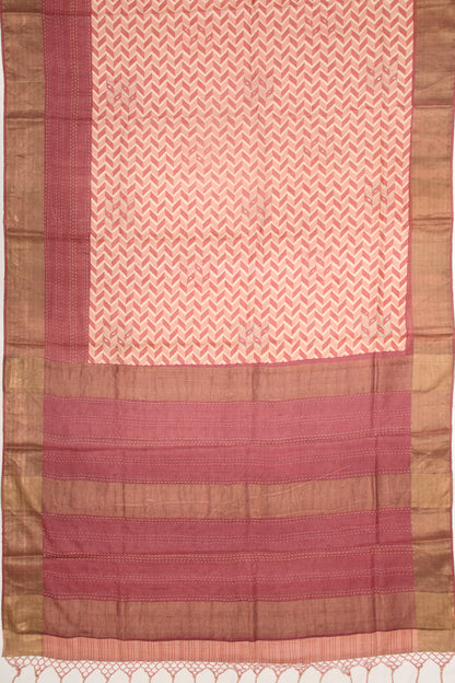 Tussar Printed Pink Saree
