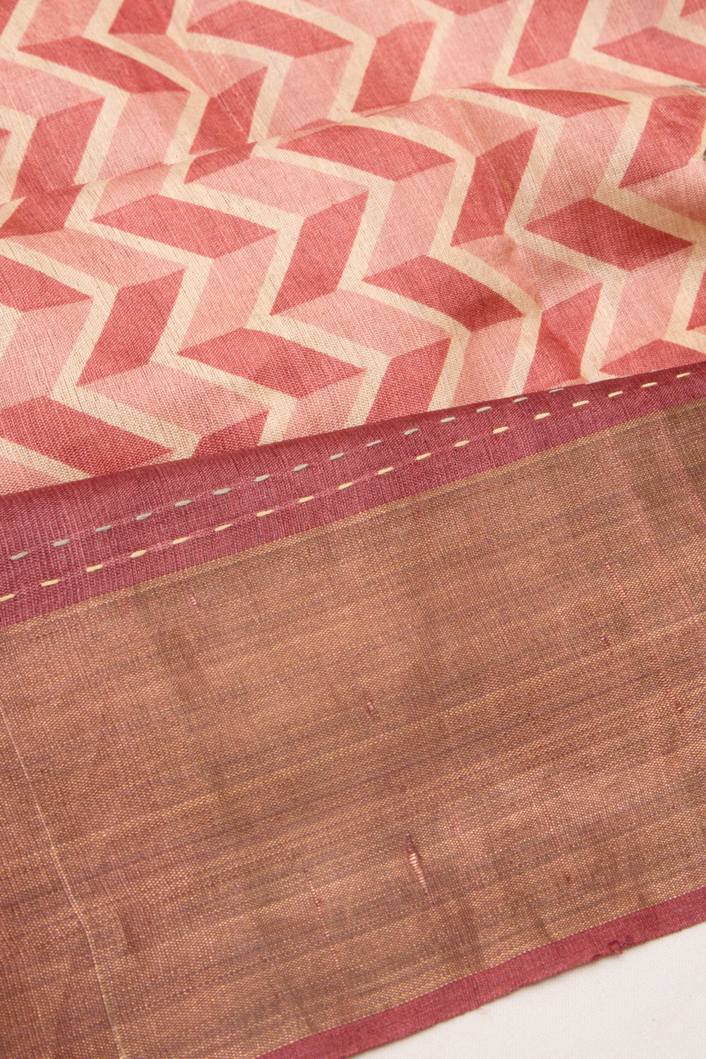 Tussar Printed Pink Saree