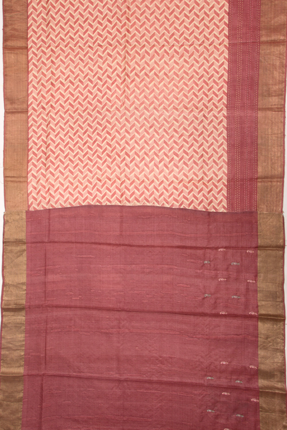 Tussar Printed Pink Saree
