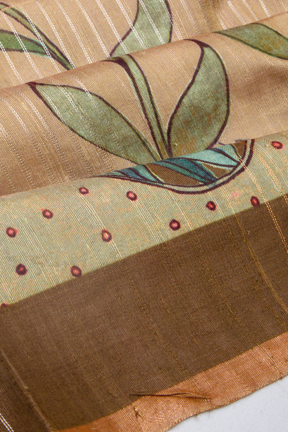 Tussar Floral Printed Beige Saree