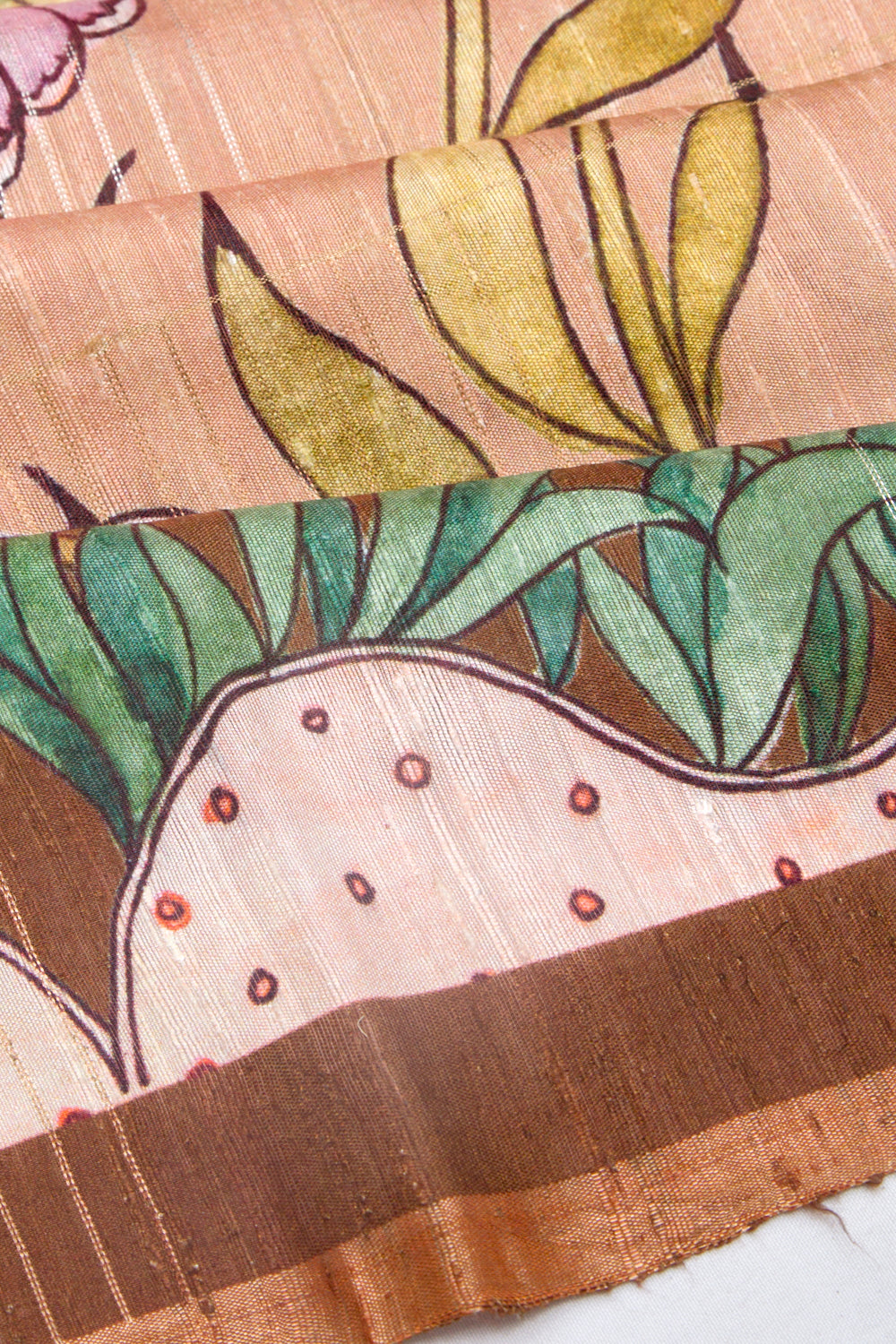 Tussar Floral Printed Peach Saree
