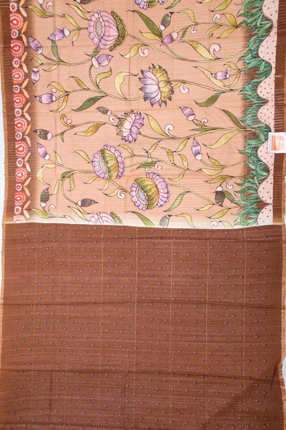 Tussar Floral Printed Peach Saree
