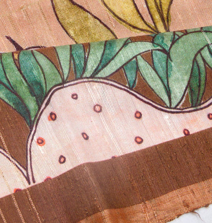 Tussar Floral Printed Peach Saree