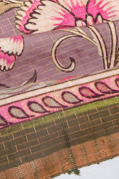 Tussar Floral Printed Lavender Saree