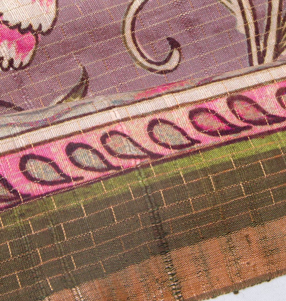 Tussar Floral Printed Lavender Saree