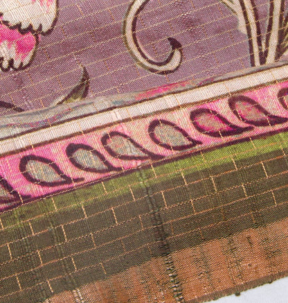Tussar Floral Printed Lavender Saree
